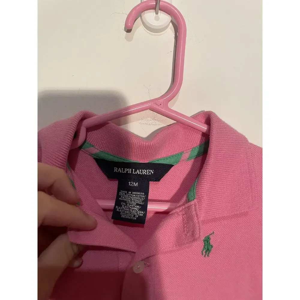 Ralph Lauren Pink Dress Girls M Cotton Blend Preppy‎ 12 Month